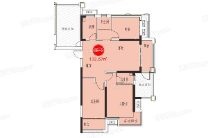6号楼E-5户型 5室2厅2卫1厨 建筑面积：132.57㎡